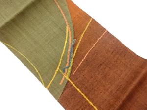 手織り真綿紬抽象模様織出し名古屋帯